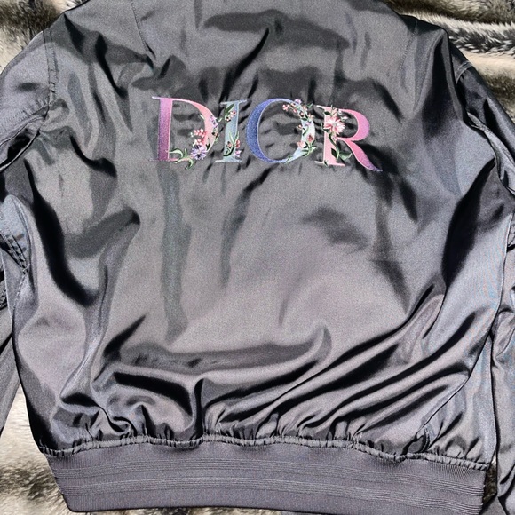 🛑SOLD🛑 Dior Men’s Embroidered Flower Logo Grey Bomber Jacket - Sz Large - Picture 10 of 14